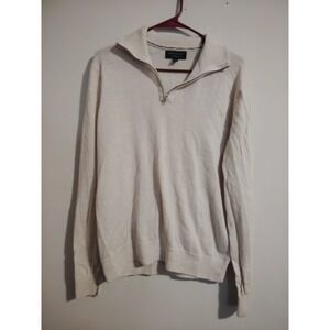Banana Republic Men's Italian Merino Wool Quarter Zip Sweater Cream Size L
